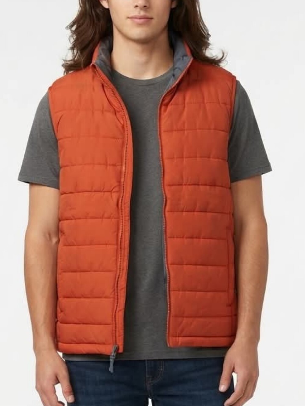 Pacific Trail Puffer Vest Orange/Gray Size Medium